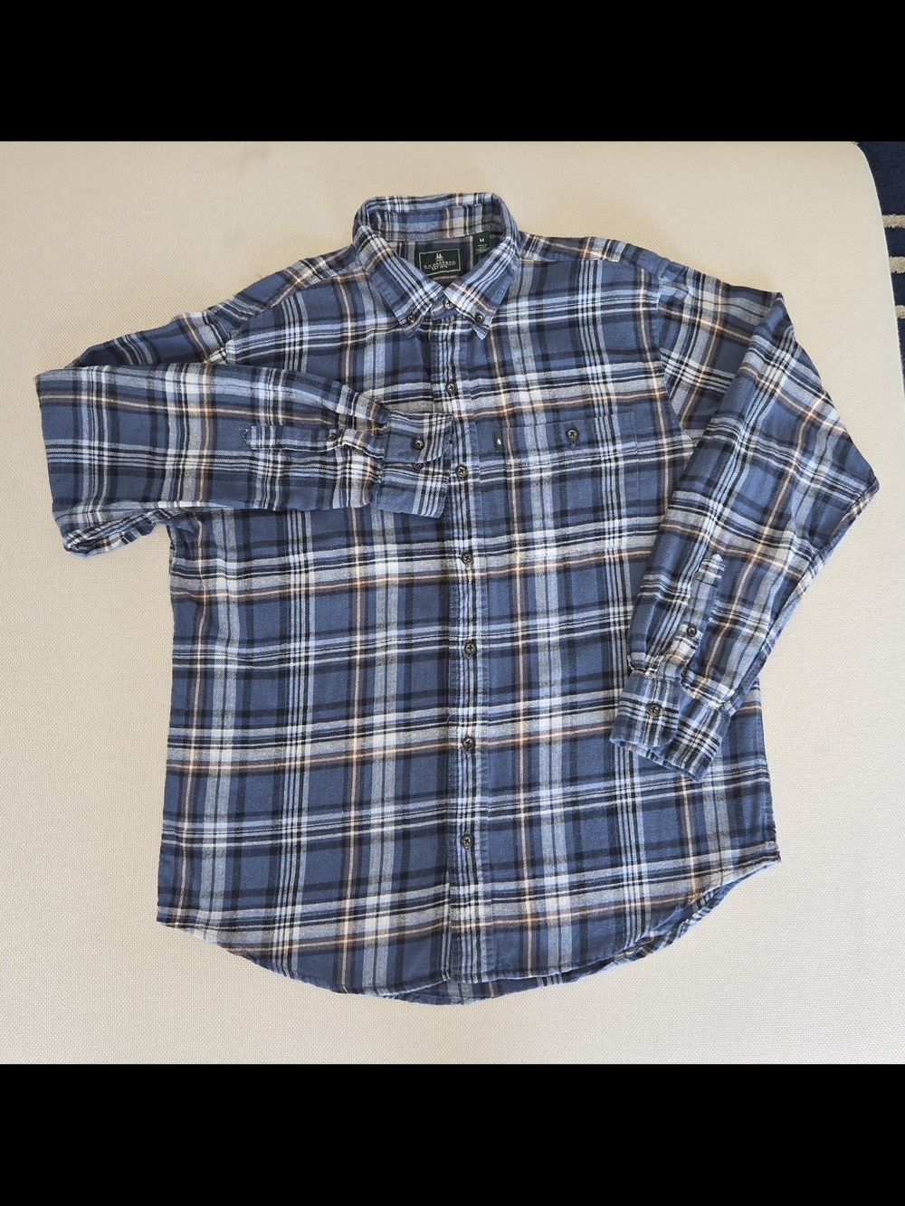 G.H. Bass & Co Men's Blue Plaid Flannel Long Sleeve Shirt MEDIUM Outdoor